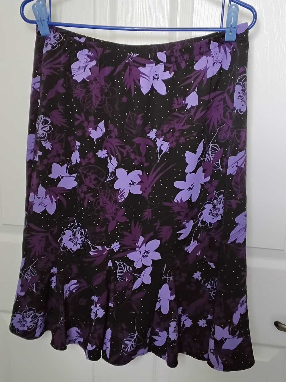Women's Purple Floral A-Line Flare Bottom Skirt Size 8
